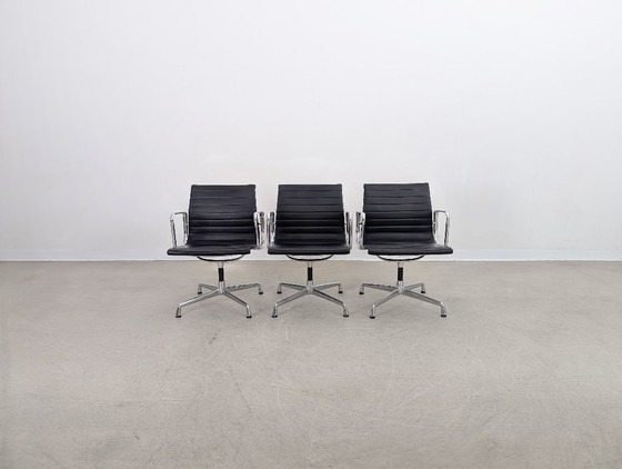 Image 1 of Original 3x Vitra Charles & Ray Eames Chair EA 108 Leather Black