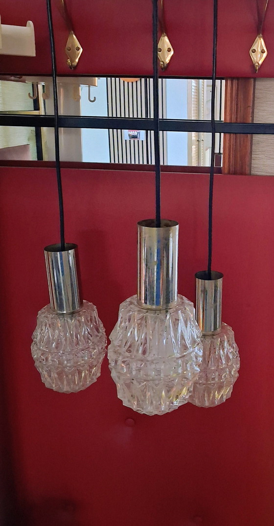 Image 1 of Cascade lamp met 3 lampen, kristalglas chroom j70 duitsland.