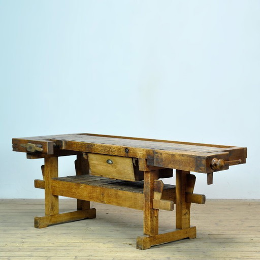 Eikenhouten timmermanswerkbank, circa 1920