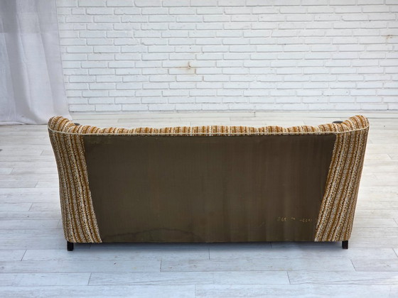 Image 1 of 1960s, Danish 3-seater sofa, original, brown furniture wool, beech wood.