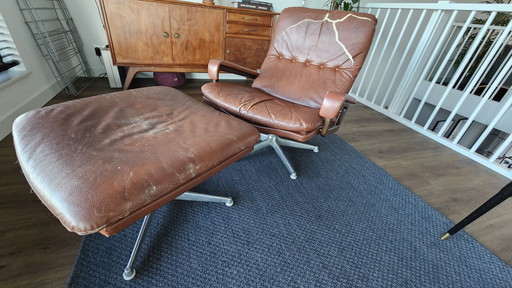 Set King Strässle Armchair / Lounge Chair With Hocker