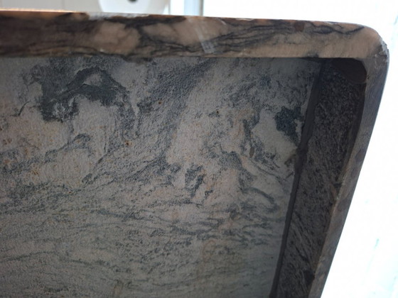 Brutalist coffee table with natural stone top 70s – Wood (photo 8 of 8)