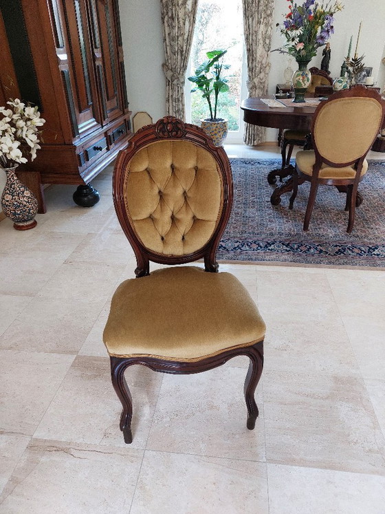 Antique Biedermeier Dining Chairs – Biedermeijer, Velvet, Wood (photo 3 of 5)
