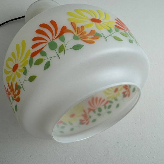 OLD LARGE OPALINE PENDANT LAMP 1970 VINTAGE – Glass (photo 10 of 14)
