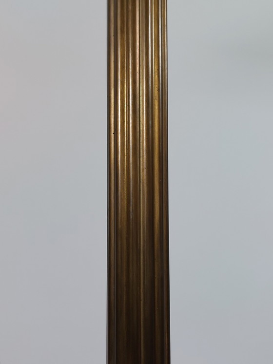 Image 1 of Lampada da terra vintage in ottone, decorazione a colonna