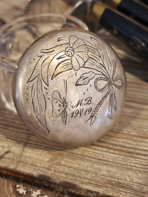 Image 1 of Posate antiche, candeliere e contenitore in argento del 1919.