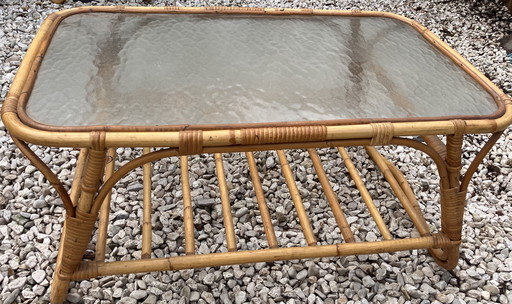 Rohe Noordwolde Rattan Garden Table / Table With Glass Top