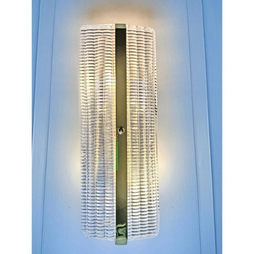 Stilvolle, rechteckige Wandleuchten aus Muranoglas mit goldenen Strasssteinen – Zweiteiliges Set