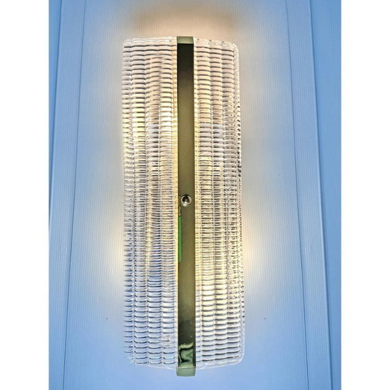 Image 1 of Stilvolle, rechteckige Wandleuchten aus Muranoglas mit goldenen Strasssteinen – Zweiteiliges Set