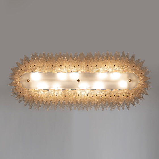 Image 1 of Mid Century Modern Italienischer Muranoglas und Messing Palmette Kronleuchter