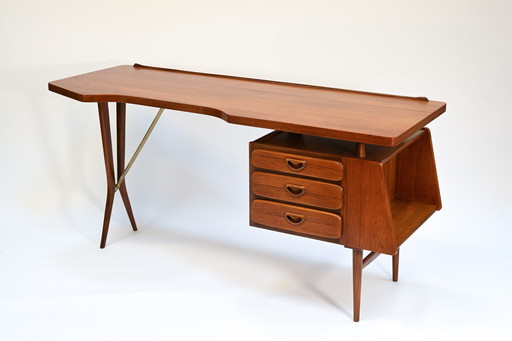 Louis Van-Teeffelen Teak Desk Webé Edition 1960