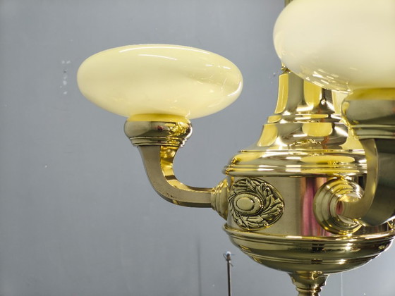 Image 1 of Neoclassical Art Deco Brass Chandelier, Czechoslovakia, 1930s