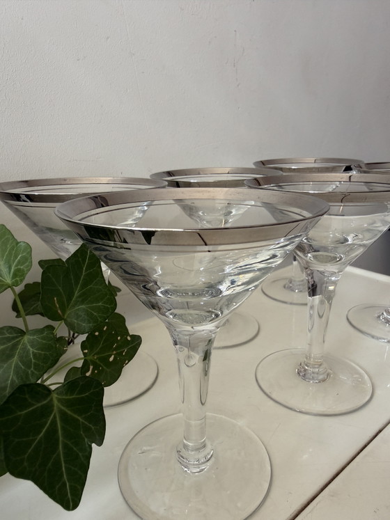 Verres à Cocktail Mid Century avec Bord Argenté – Verres et carafes, Crystal (photo 3 of 6)