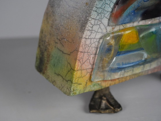 Handgemaakte, sculpturale keramische sieradendoos, Europa, jaren 1980 – Glaskunst, Glass, Ceramic (photo 7 of 11)