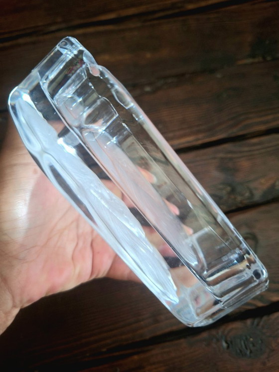 Image 1 of Vintage Sèvres Crystal Ashtray "Poodle" (c. 1970) - Acid-Frosted Medallion - Original Made in France