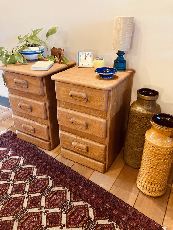 Image 1 of Set of 2 dressers, solid oak, 1980s