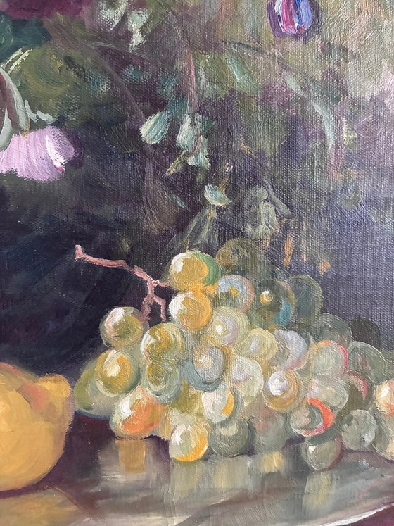 Large vintage original floral still life painting with fruit – Paintings & Drawings, Wood, Canvas (photo 13 of 21)