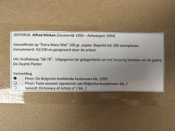 Image 1 of Genummerde zeefdruk - Alfred Klinkan - Gesigneerd