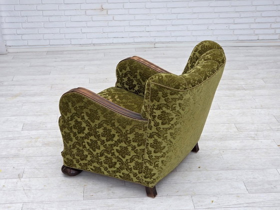 Image 1 of Fauteuil relax danois des années 1950, revêtement en velours, bois de chêne.