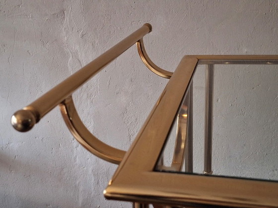 Image 1 of Hollywood Regency Gilt Brass Bar Cart Drinks Trolley, 1970s