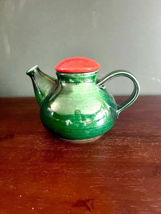 Teiera Retro Bay Anni '70, Verde con Coperchio Arancione, Ottime Condizioni Vintage – Stoviglie, Ceramic (photo 3 of 7)