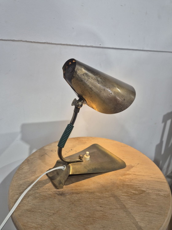 Vintage 50s brass bedside table lamp, Gold (photo 4 of 7)