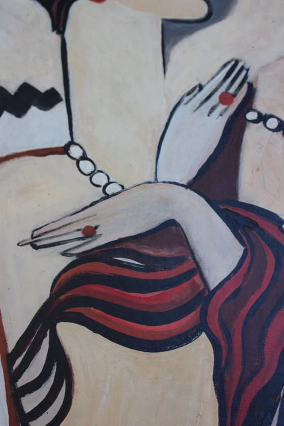 Image 1 of 1960s Midcentury Modern Expressionist Nude Oil Painting