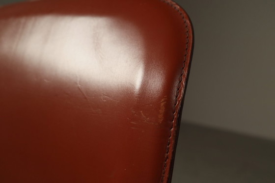 Image 1 of Set of six leather cantilever dining chairs by Willy Rizzo for Cidue, Italy 1970s