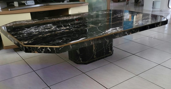 Luxury Vintage Italian Marble Coffee Table, Nero Portoro, Black (photo 8 of 13)