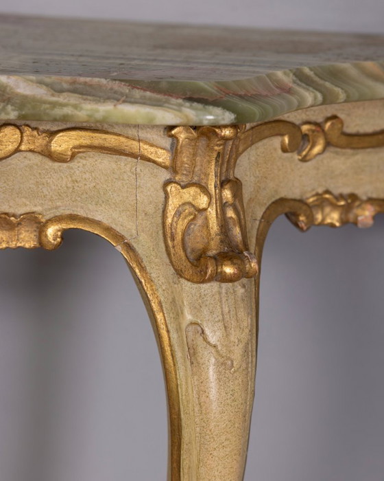 Image 1 of BAROQUE STYLE WALL CONSOLE IN GILDED WOOD AND ONYX, EARLY 20TH CENTURY