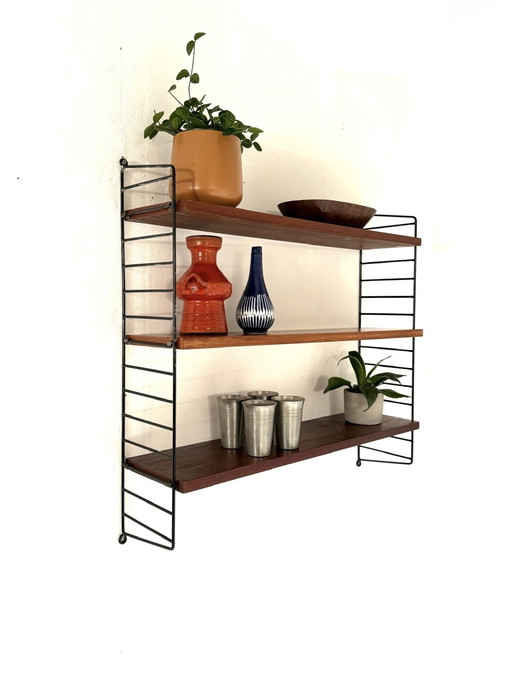 Étagère murale vintage en teck, Nisse String '60