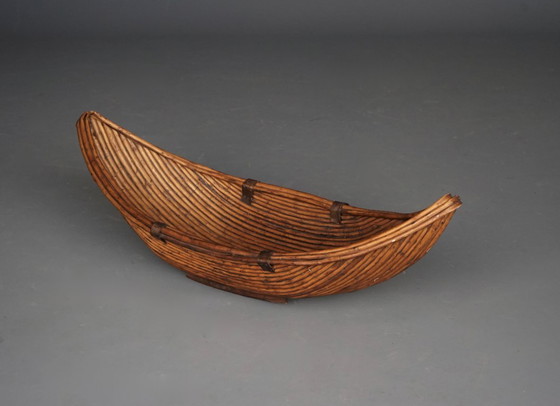 Image 1 of Grote rotan fruitmand, jaren 70
