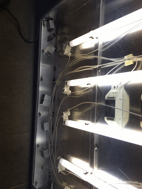 Image 1 of Daniële Buetti: Work 1999, Untitled, size 117x84x10.2: A lady with a white bra with perforations