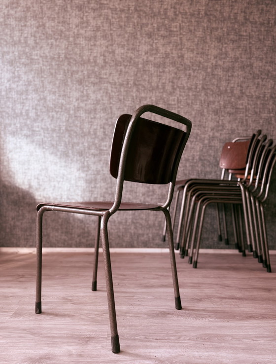 Image 1 of 6x Gispen ‘TU Delft’ 106 stoelen Pagholz, Nederland, jaren 1950