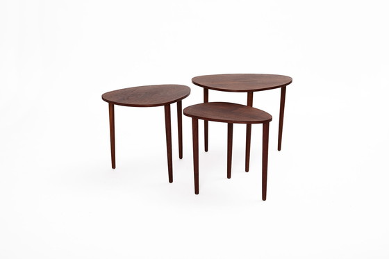 Image 1 of Set of Three Nesting Tables by Beder Trædrejeri, Denmark 1960s