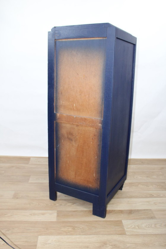 Image 1 of Art Deco middernachtblauwe ladekast, jaren 50 Frankrijk
