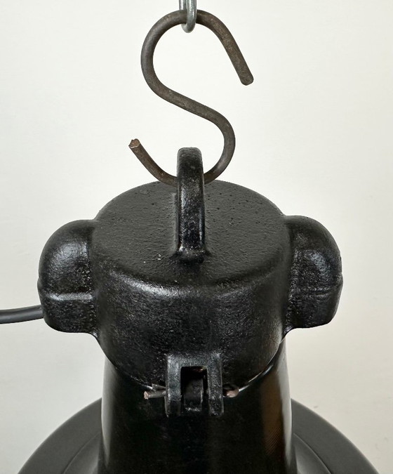 Image 1 of Industrial Black Pendant Factory Lamp with Cast Iron Top, 1970s