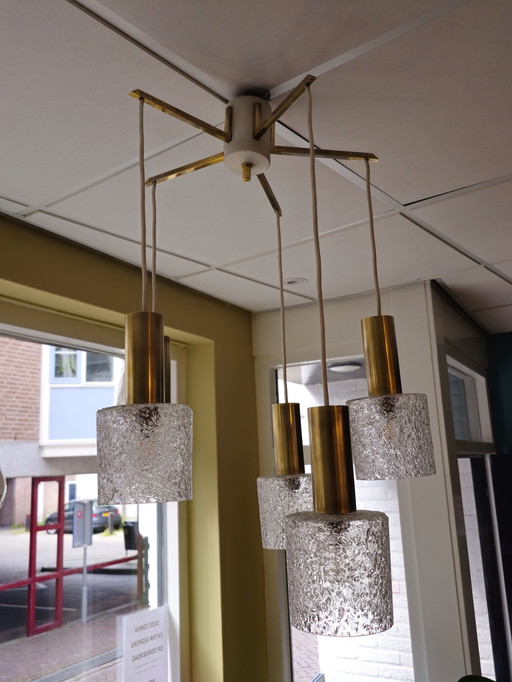 Lampada a sospensione a cascata vintage, lampada da soffitto in ottone