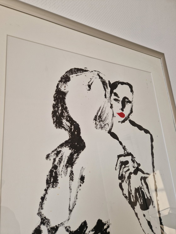 Image 1 of Grande œuvre représentant un passage partout dansant, 68 x 94 cm, signée