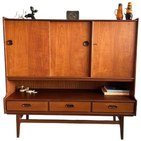 Image 1 of Mid-century Van Teeffelen Wébé Deens design highboard kast teak Van Teeffelen Wébé 1960's