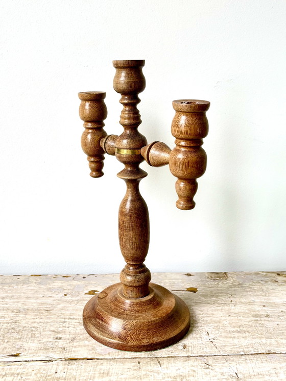 Portacandele Scandinavo Vintage in Legno, Svezia 1960 – Vintage Scandinavië, Wood, Brass (photo 6 of 8)