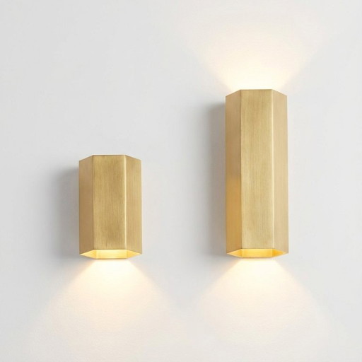 Wever & Ducré 1x lampada da parete Hexo mini 2.0 oro + 1x lampada da parete Hexo mini 1.0 oro