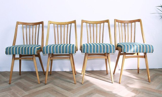 Image 1 of 4x Stühle TON "Blaue Streifen"