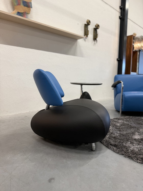 Image 1 of Leolux Pallone Fauteuil Blauw zwart leer