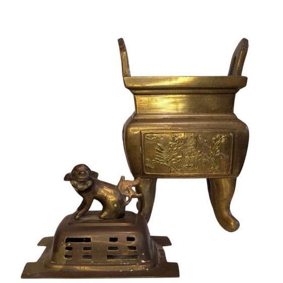 Chinese bronzen wierookbrander met beschermende leeuw – Lot 106 – Decoratieve objecten (photo 5 of 9)