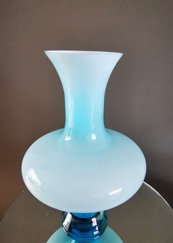 Image 1 of Verre Empoli Italie Toscane, années 1960, vase bleu clair