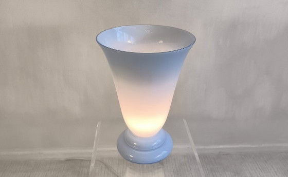Image 1 of 😍✨ Magnificent large vintage lamp in opaline blue Bohemian glass — signed Czechoslovakia — 1960s/70s ✨😍