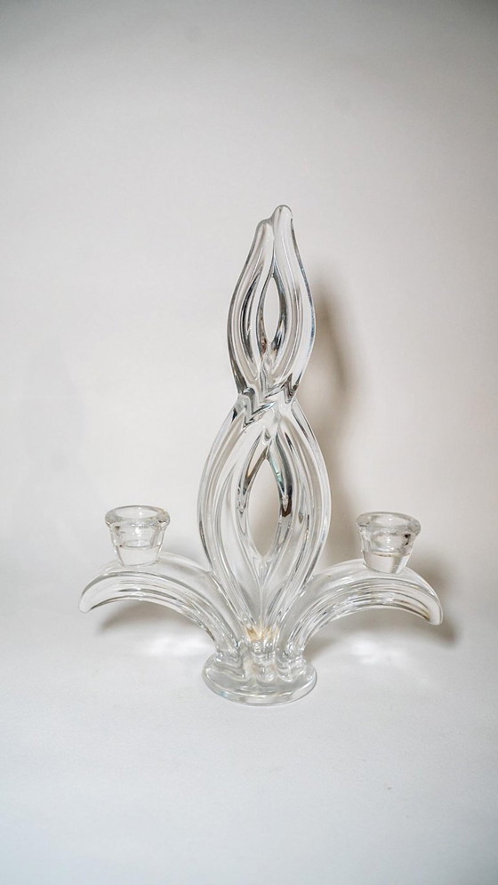Image 1 of Vintage Vannes crystal candlesticks, 1960s
