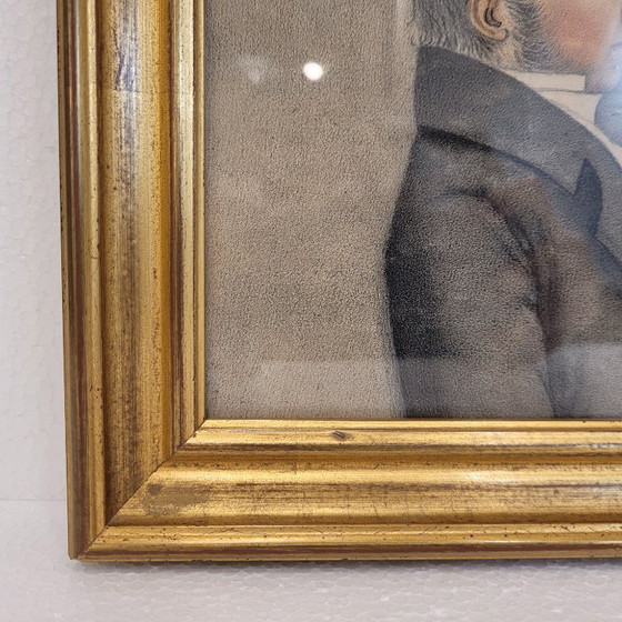 Image 1 of Dibujo Sobre Papel "Retrato Masculino de Perfil", P. S. XX - Francia