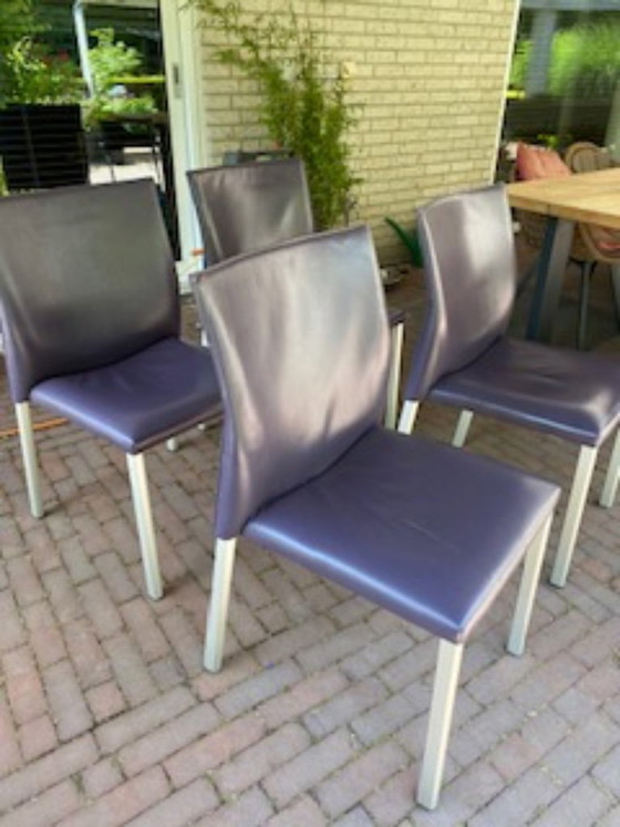 4 Leolux Myto Esszimmerstühle – Leather, Metal (photo 3 of 6)